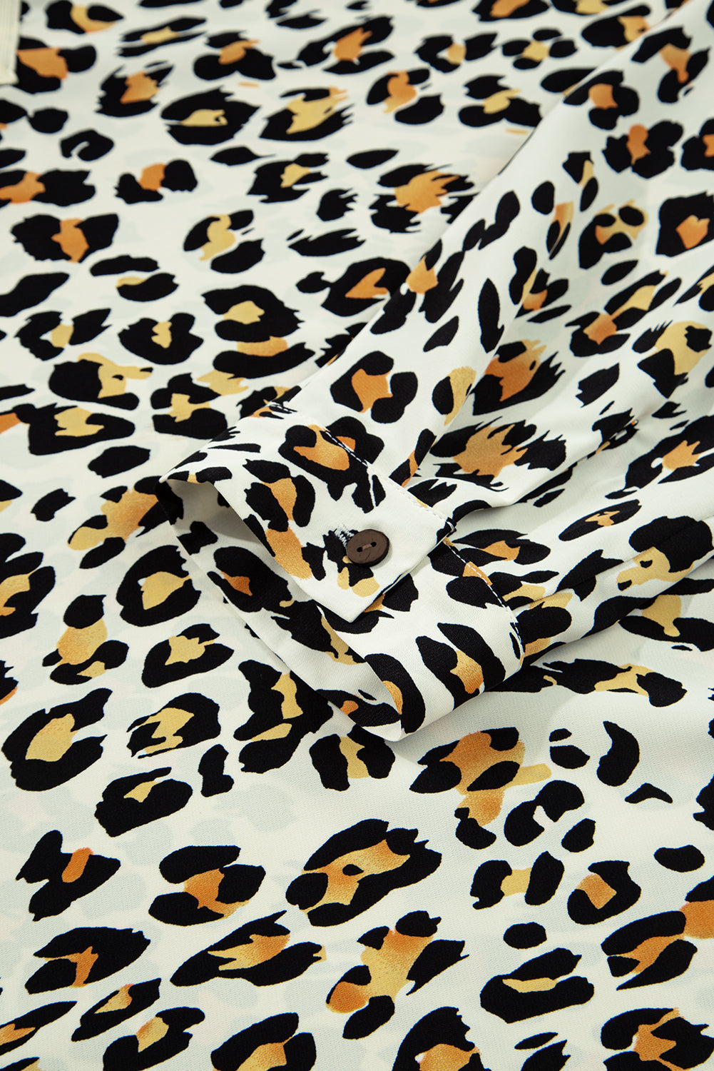 Leopard-Print Contrast Striped V-Neck Blouse