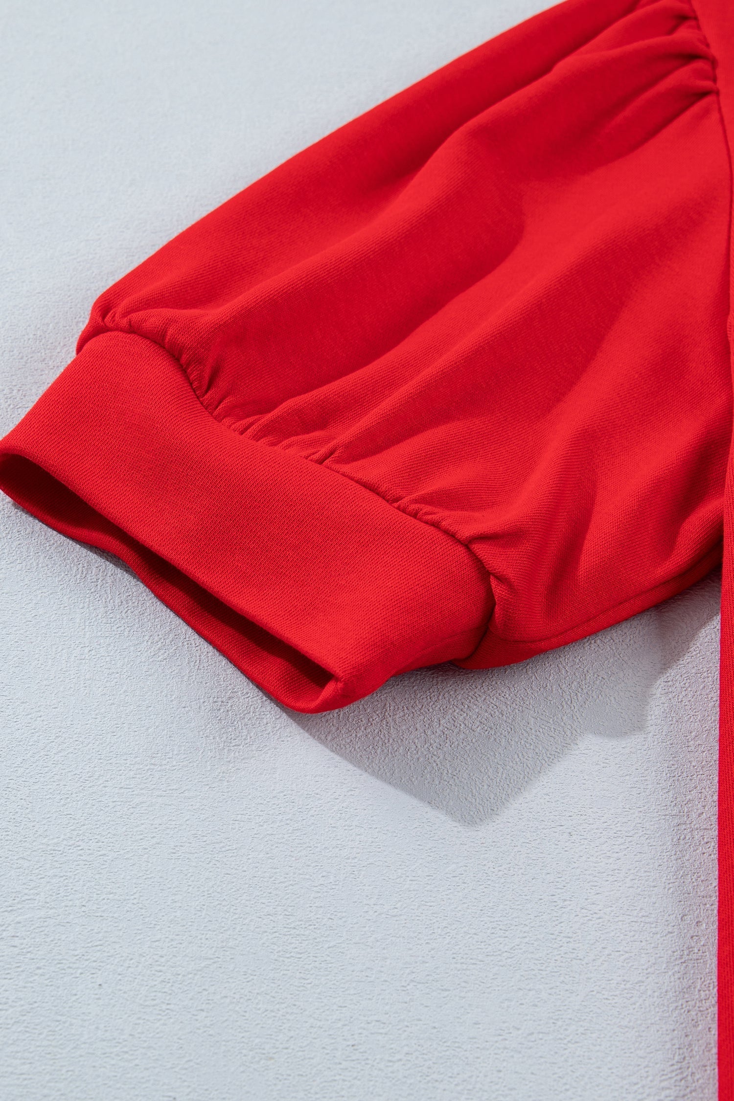 Striped Short-Sleeved Frilled Collar Blouse in Fiery Red