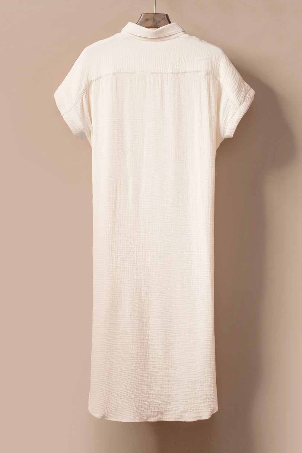 Crinkled Buttons Maxi Beach Dress with Slits