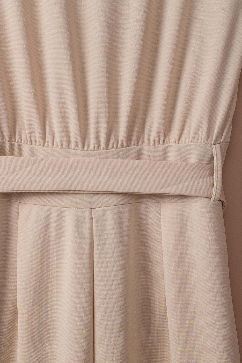 Women's Leg Jumpsuit Featuring Waist Tie Wide Apricot Bracelet-Length Sleeve