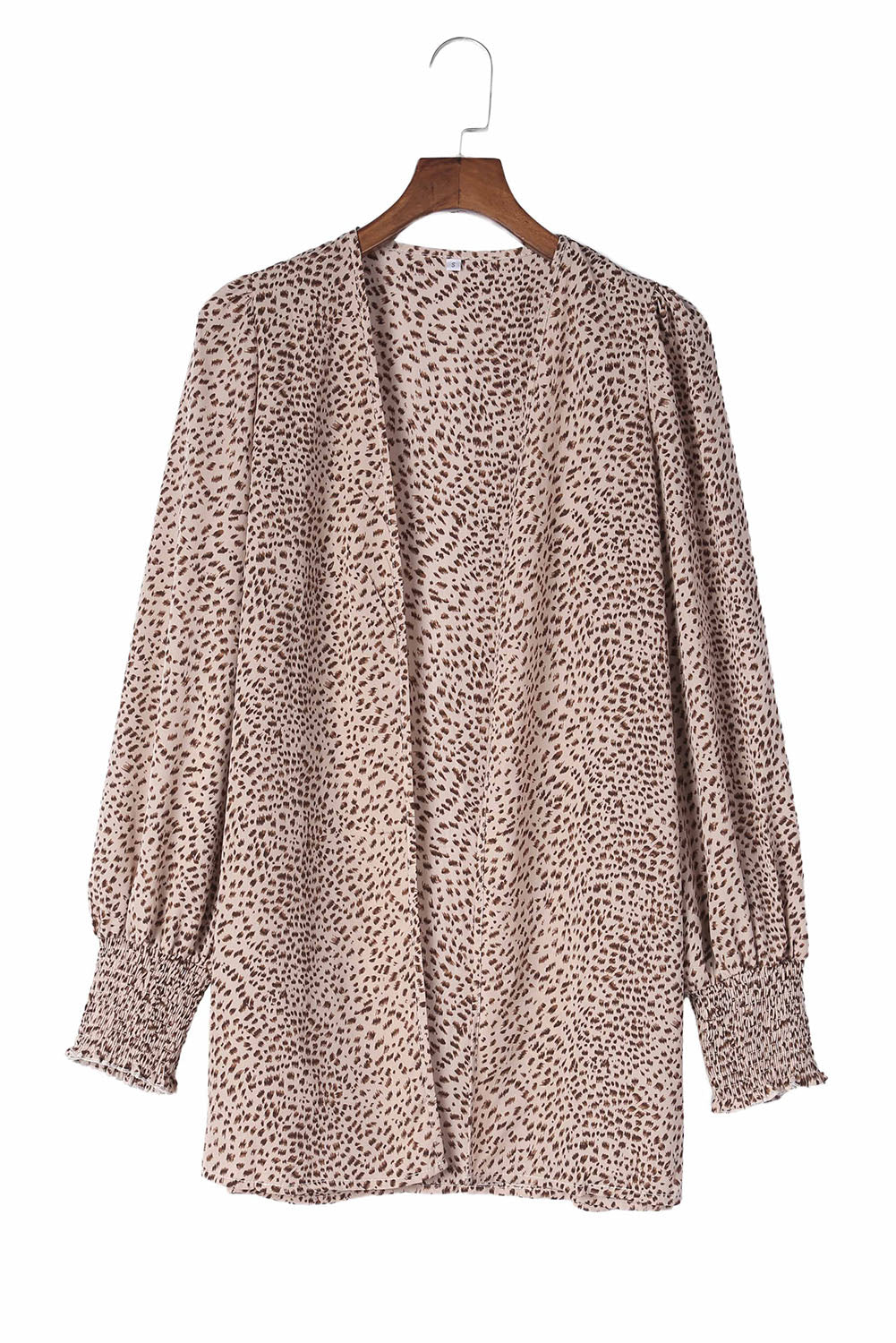 Cardigan for Women Animal Print Shirred Apricot Cuff Lantern Sleeve