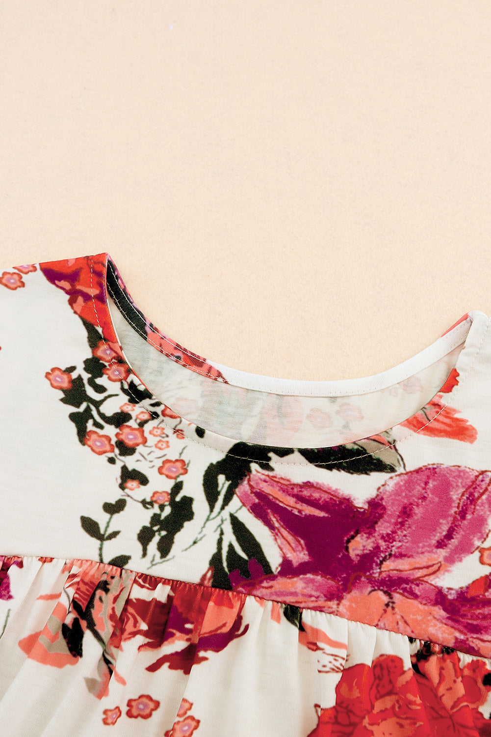 Blouse for Women Short-Sleeve Round Neck Floral-Print