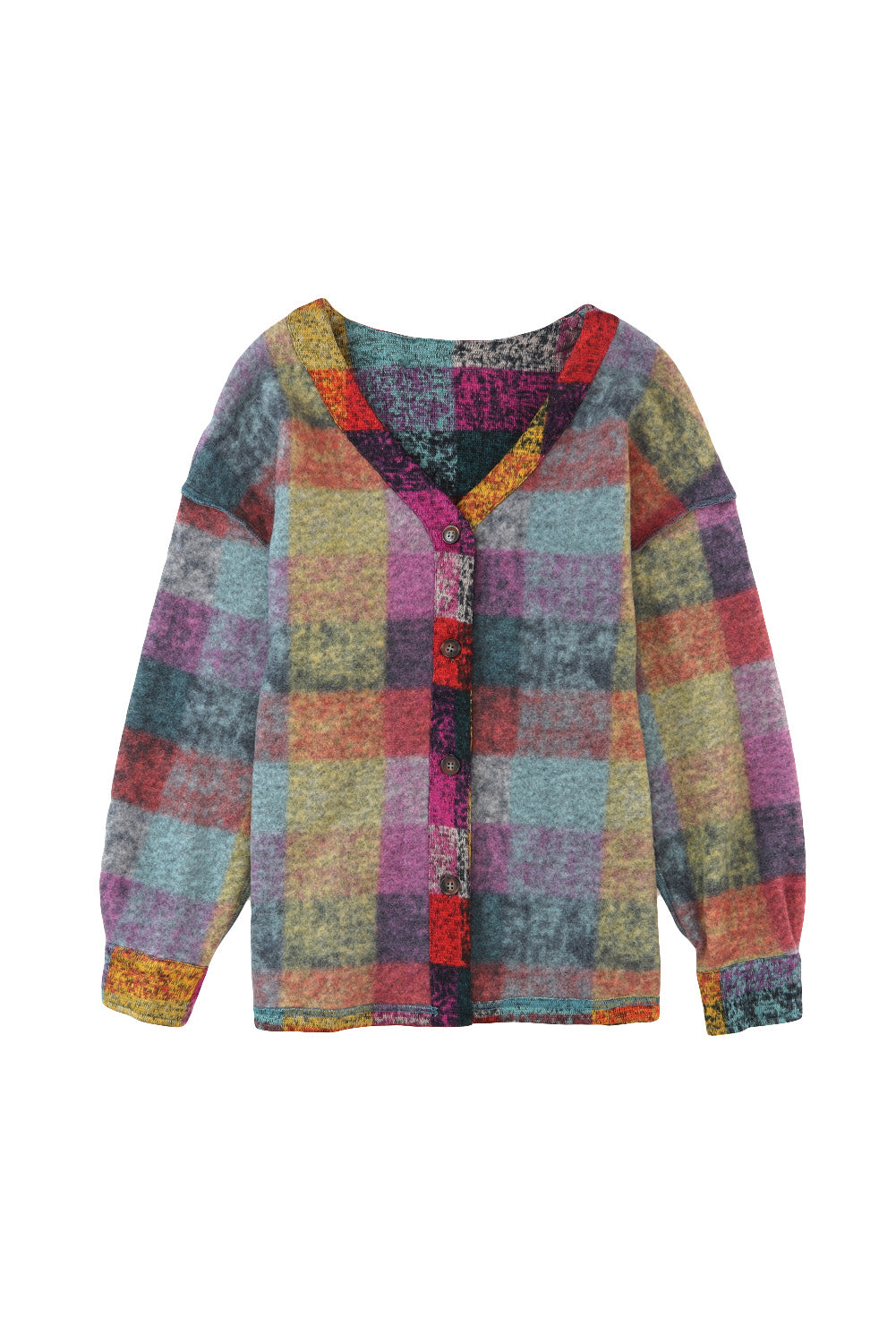 Jacket for Women Button-Front Block Brushed Checked Western
