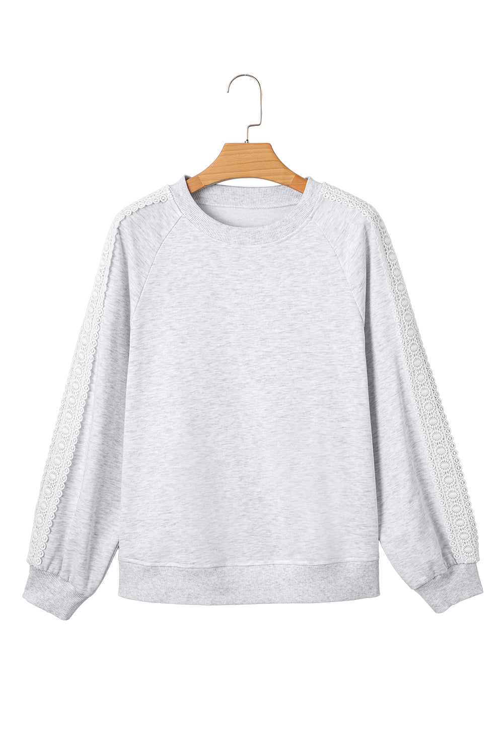 Lace Sleeve Patchwork Raglan Crew-Neck Sweatshirt