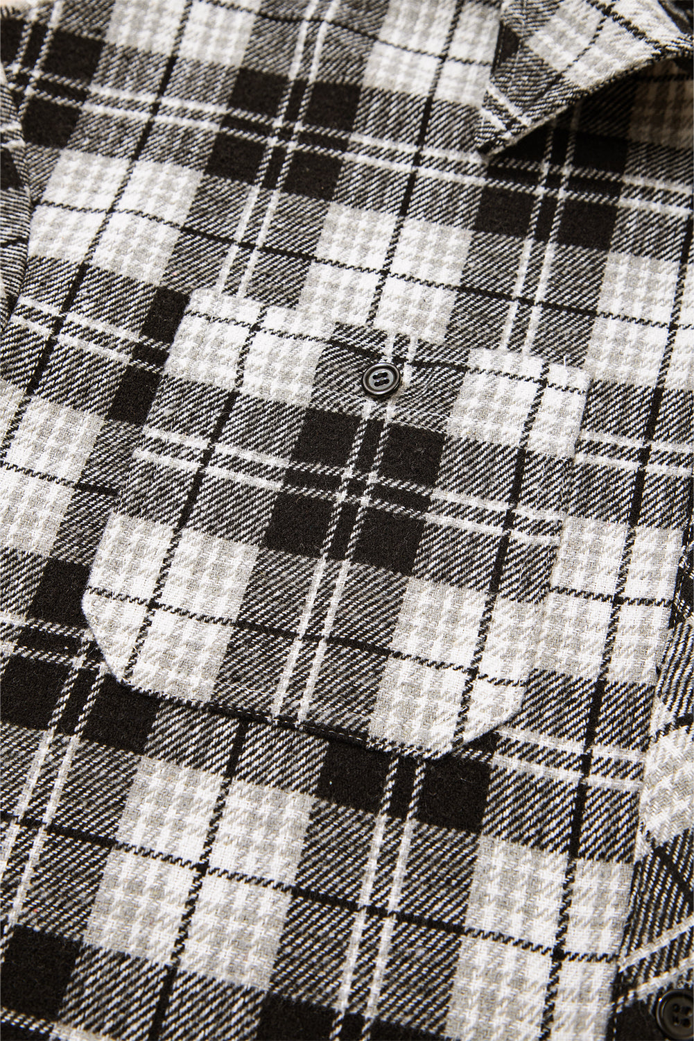 Chest Plaid Print Pockets Button-Front Shirt
