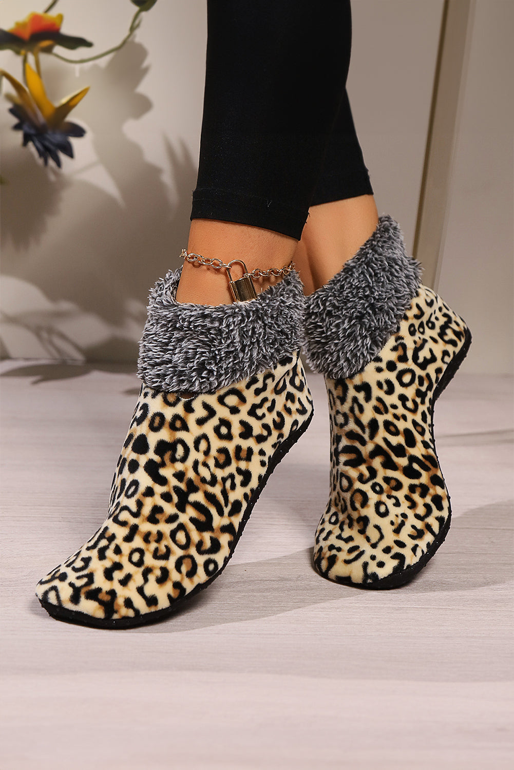 Leopard-Print Thermal Lined Socks