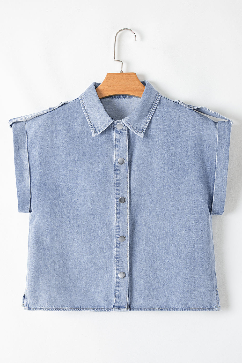 Denim Pinup Folded Short Cap Sleeve Shirt