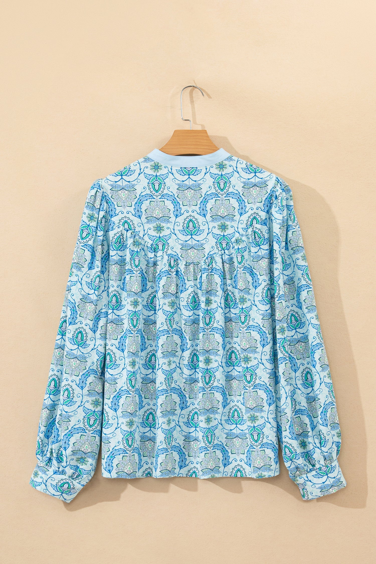 Paisley Print Puff Sleeve Loose Shirt