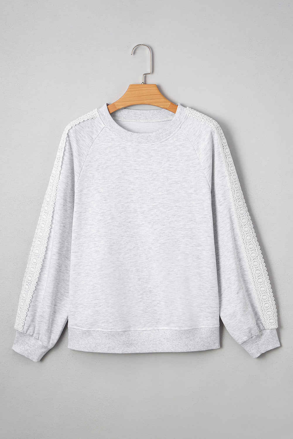 Lace Sleeve Patchwork Raglan Crew-Neck Sweatshirt
