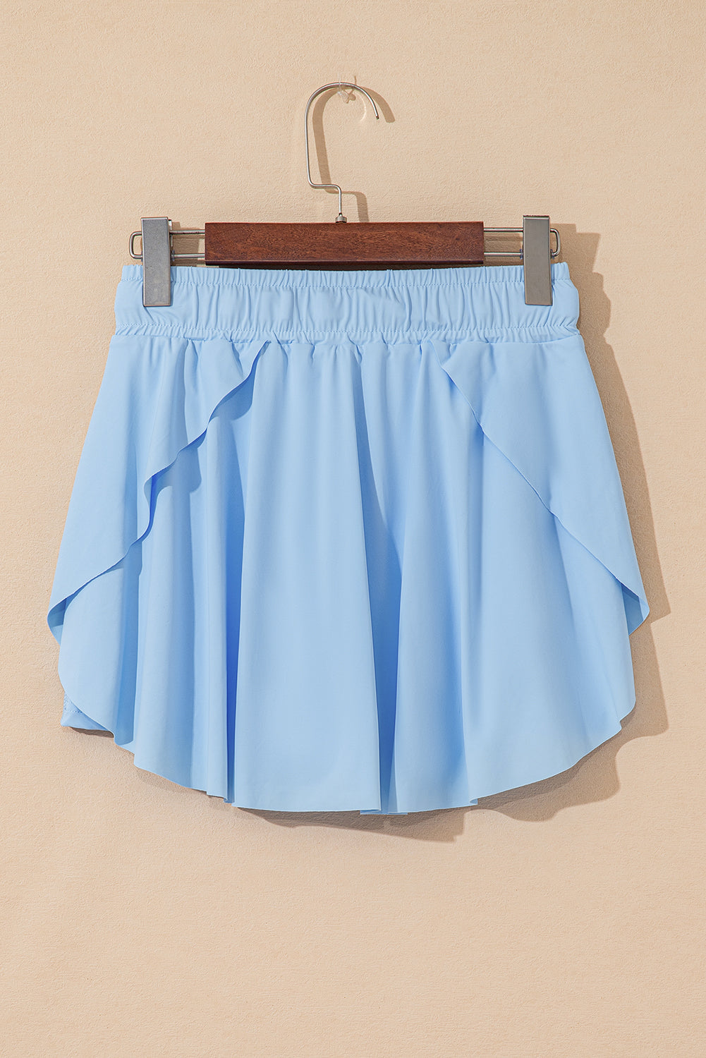 Drawcord Lined Elastic Waistband Tennis Skorts in Sky Blue