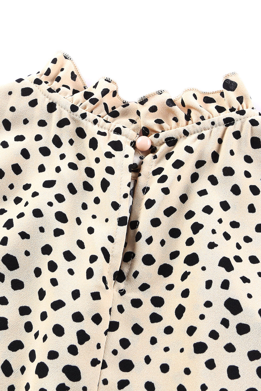 Women's Frill-Trimmed Neck 3/4 Sleeves Cheetah Blouse