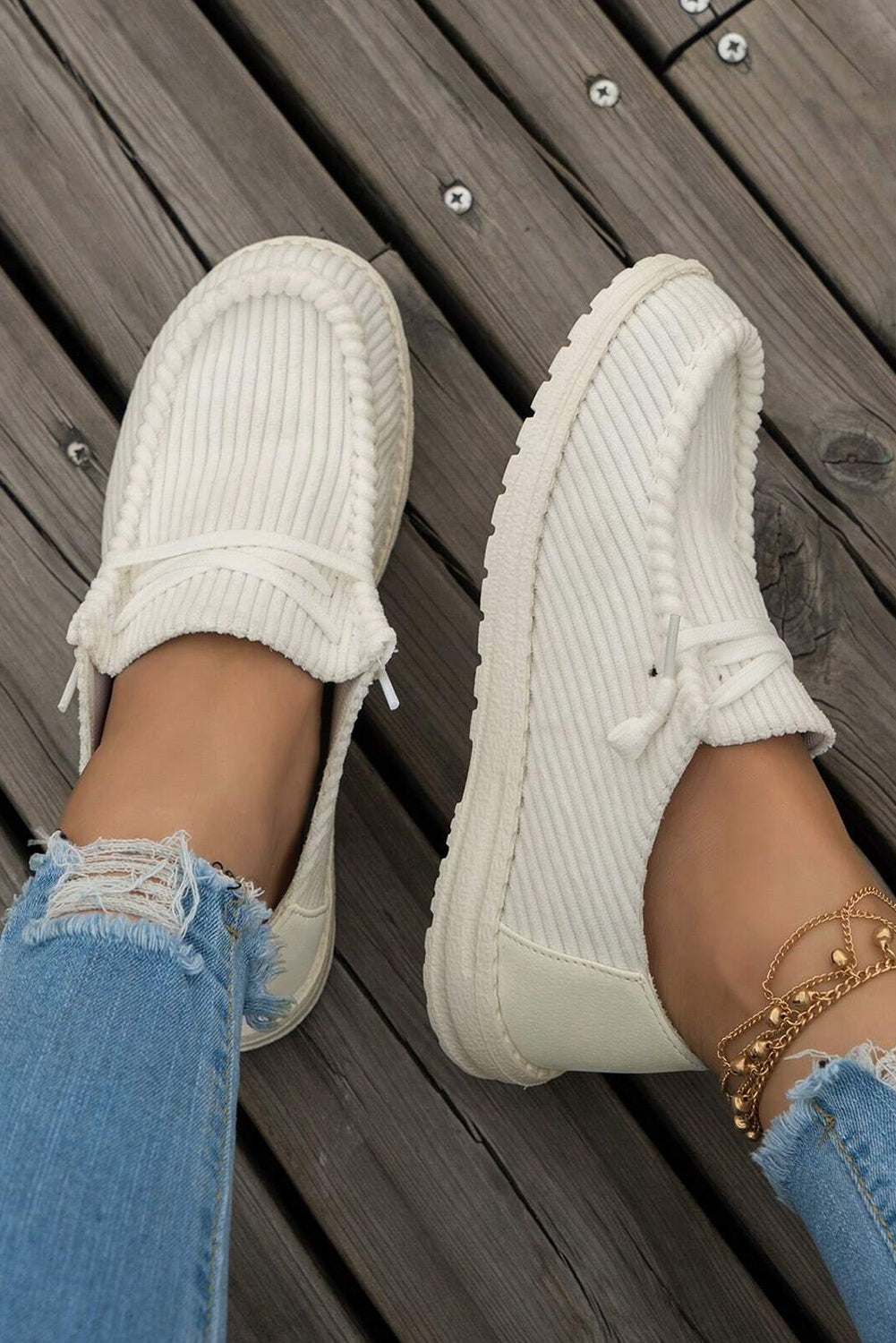 Solid Rib-Knit Criss Cross Slip On Everyday Shoes