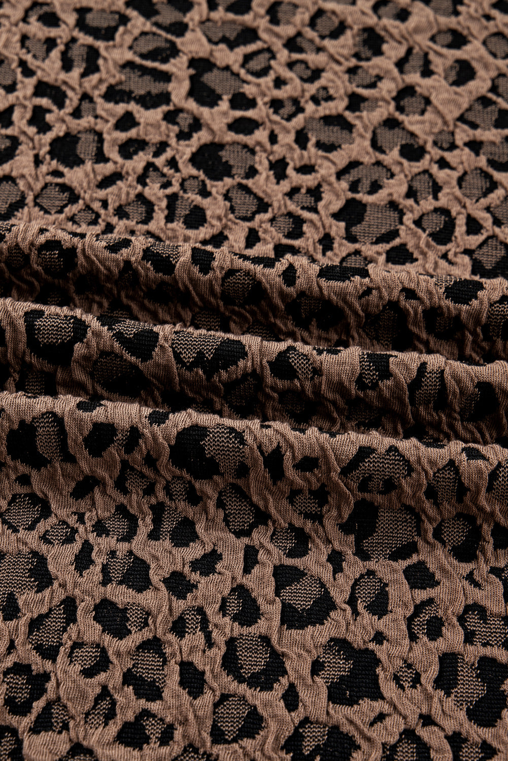 Rib-Knit Trim Leopard-Print Long-Sleeved Top