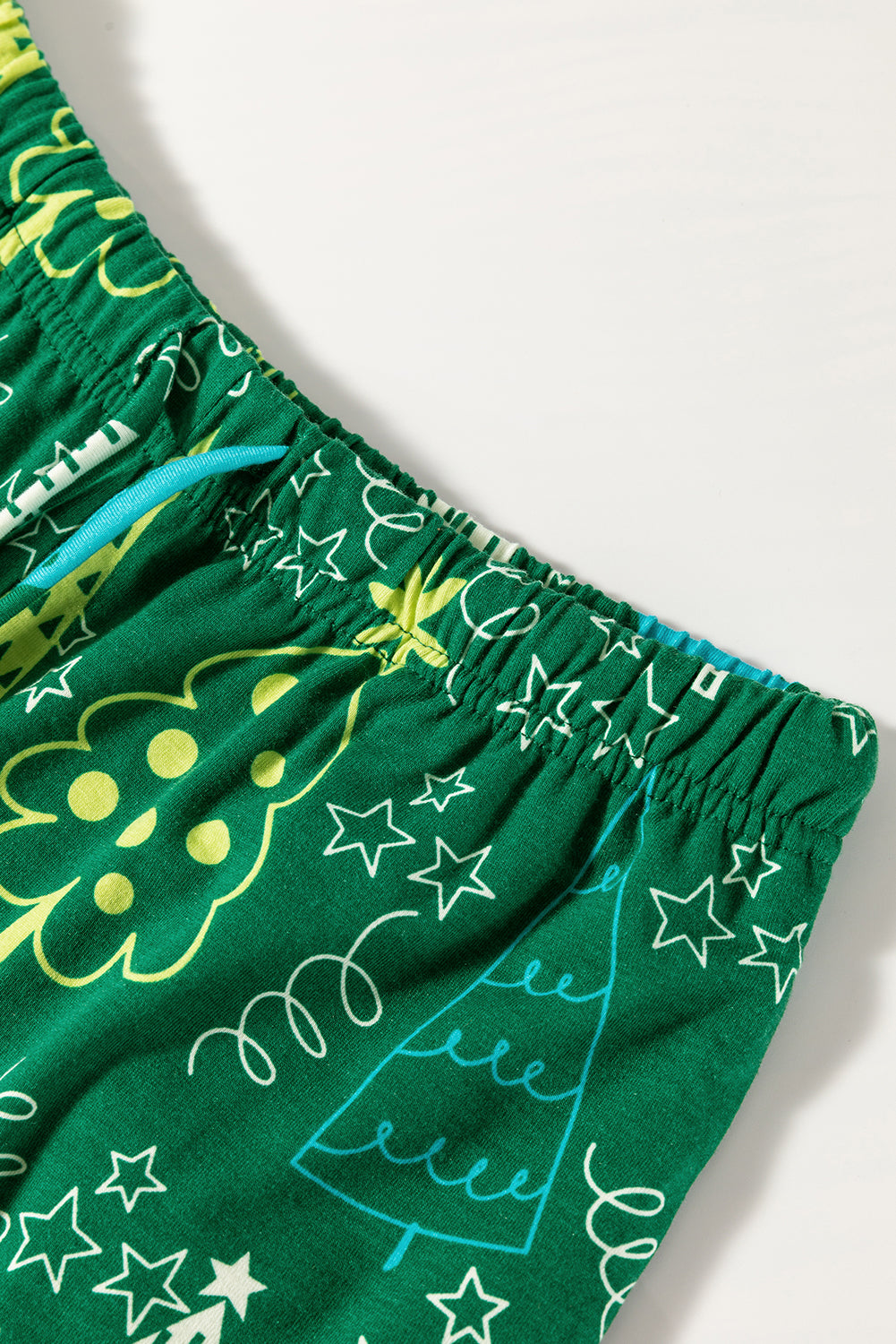 Tree Print Christmas Print V-Neck Tee and Pants Lounge Set