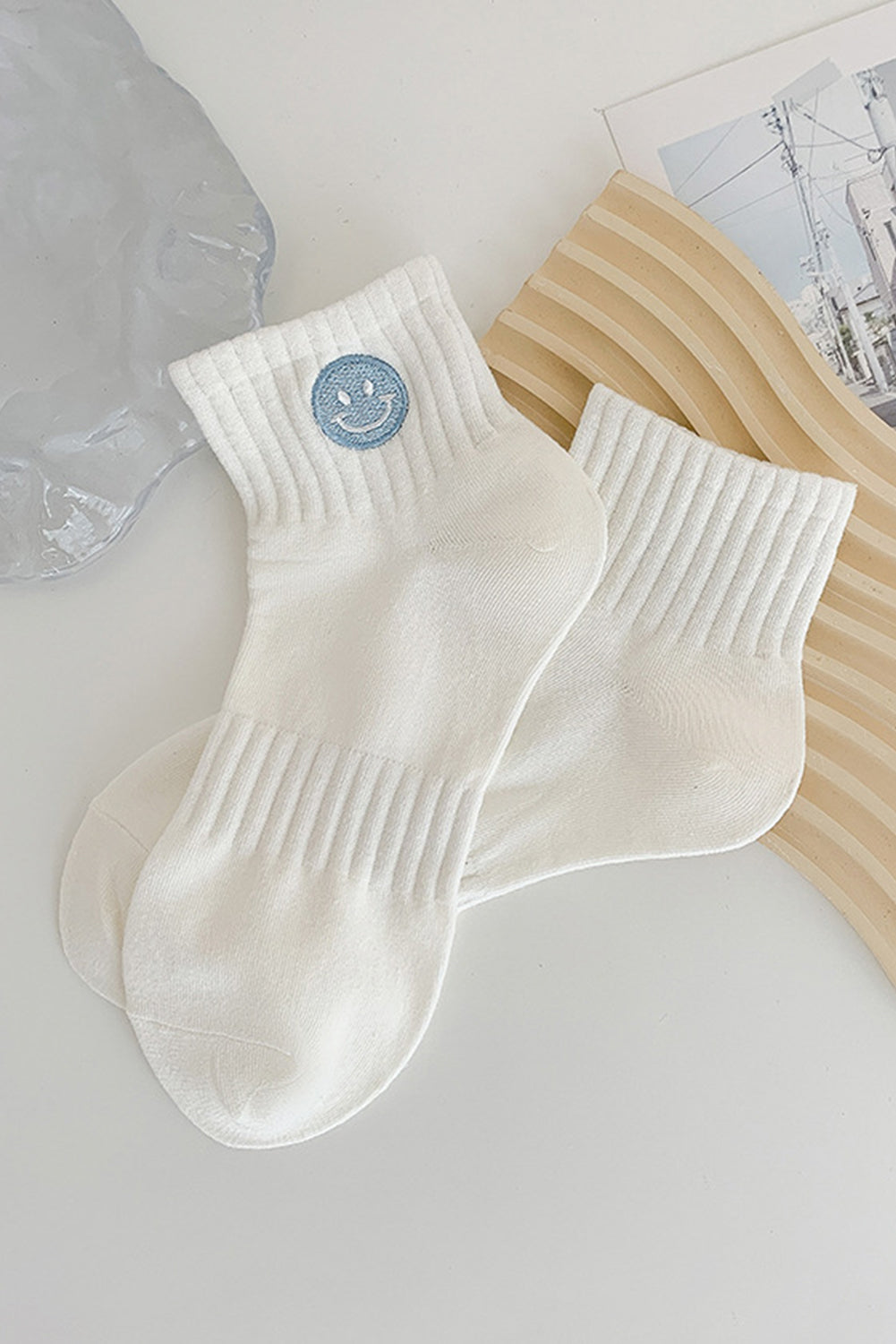 Smile Face Cute Face Embroidered Cotton Socks
