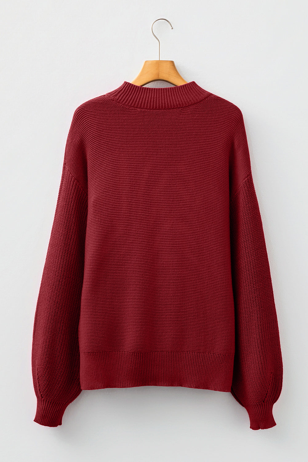 Seam Solid Front Drop-Shoulder Loose Knit Top Style