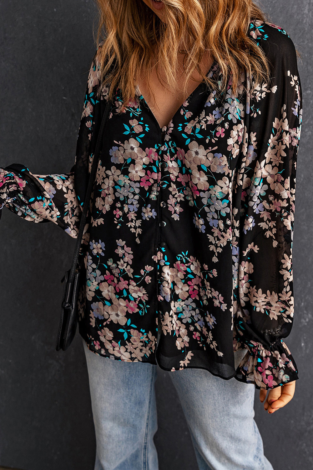 Women's Wildflower Print Chiffon Blouse