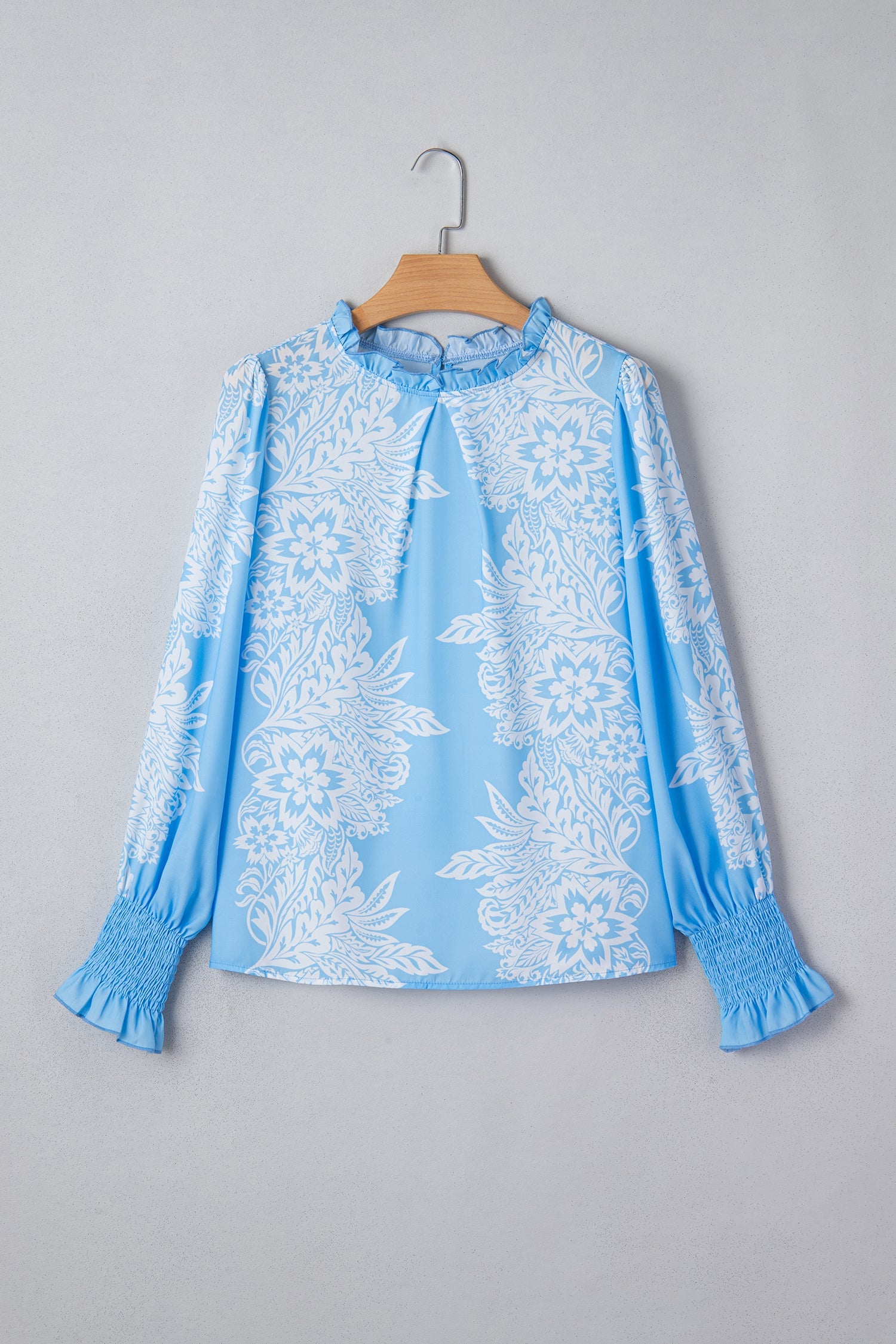 Ruffled Sleeve Collar Puff Flower Blouse
