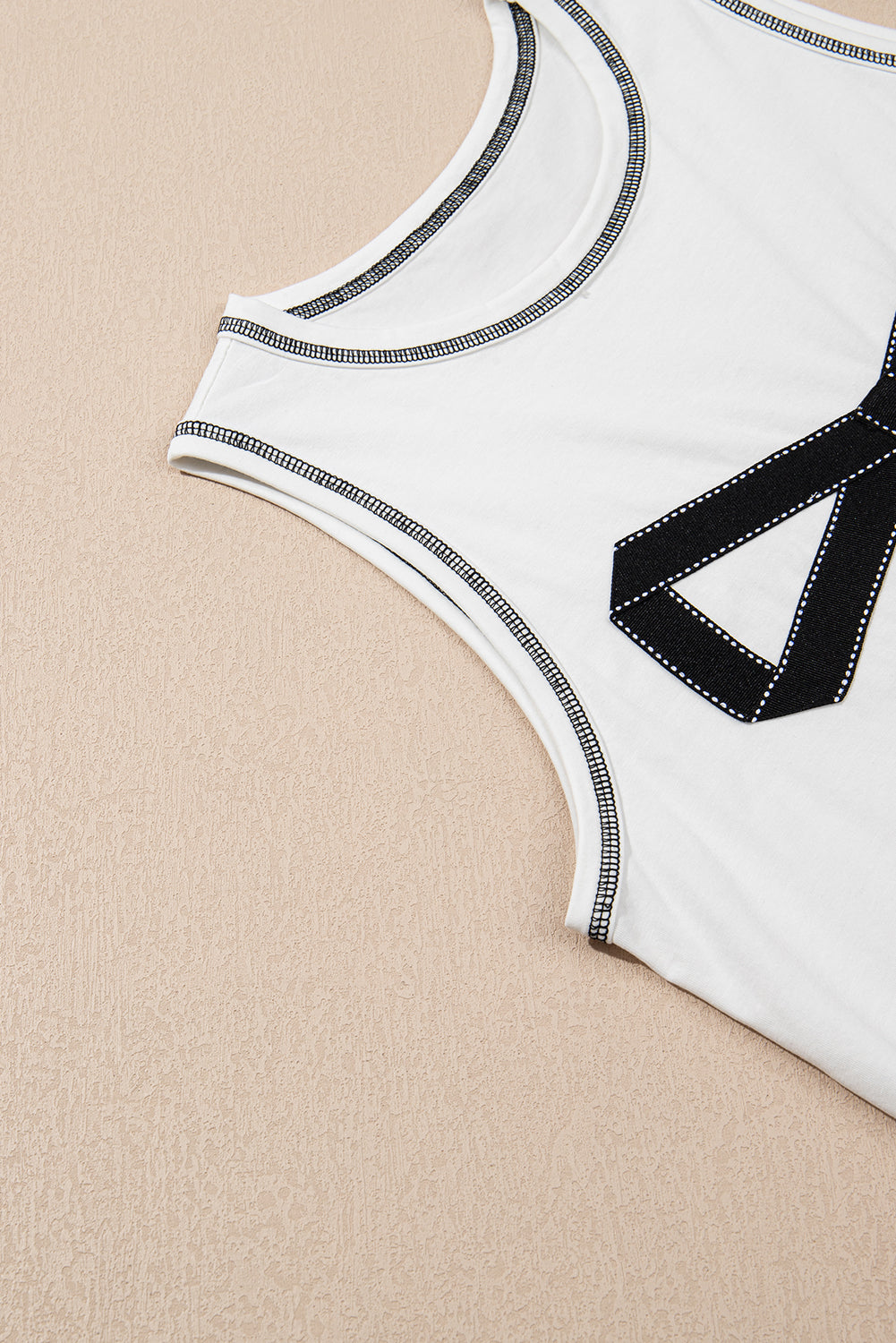 Sweet Bow Stitching Trim Sleeveless Top