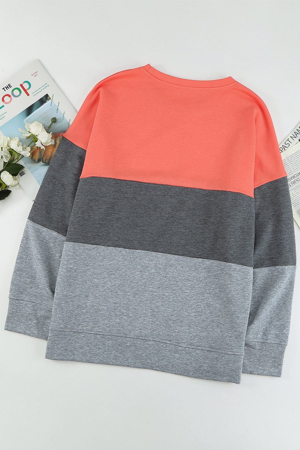 Sweat-shirt Colorblock à Col Rond Grande Taille