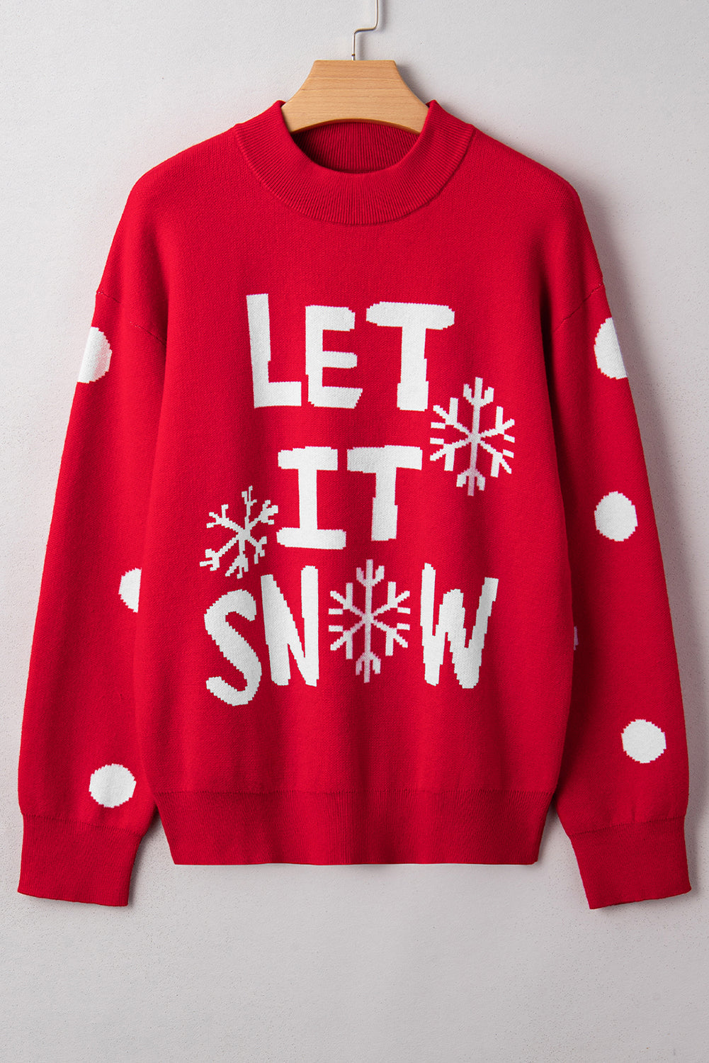 LET IT SNOW Graphic Christmas Holiday Loose Knit Top