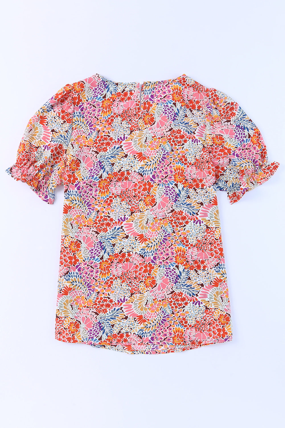 Blouse for Women Pattern Bubble Sleeve Mix Floral-Print