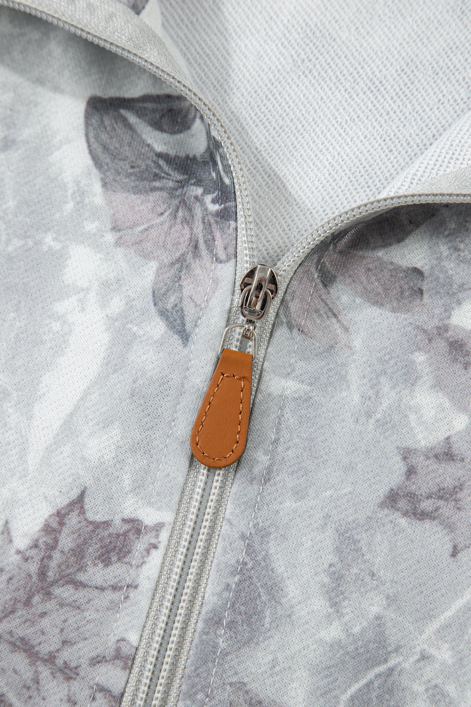 Print Camo Leaf Kangaroo Pocket Quarter Zip Hoodie