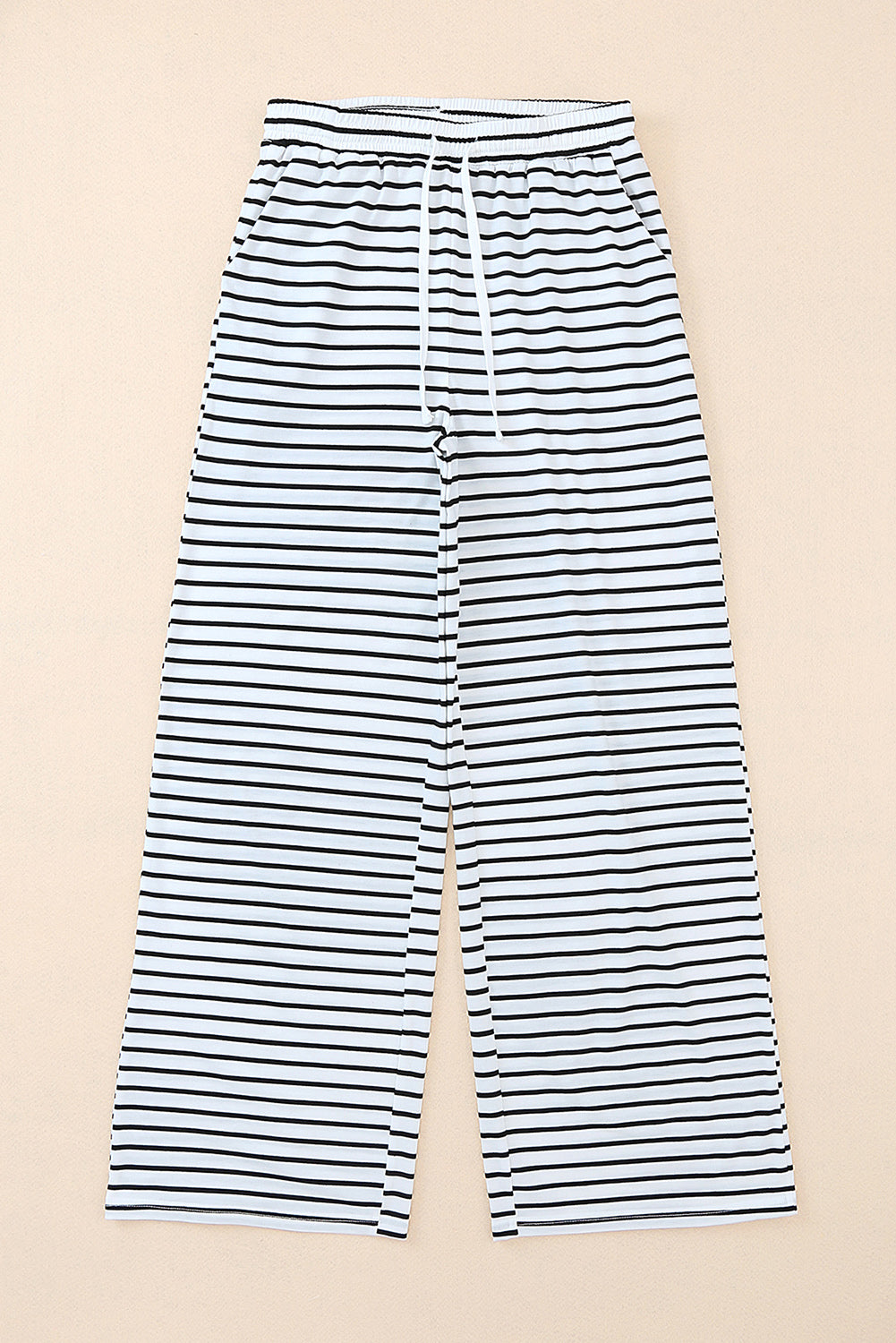 Women's Leg Pants with Drawcord Striped Wide