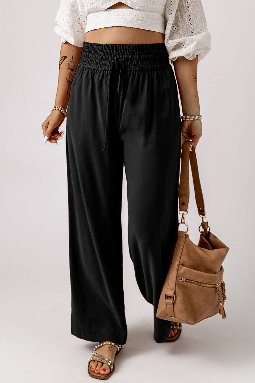 Women's Leg Pants with Everyday Wide Drawcord Elastic Waist