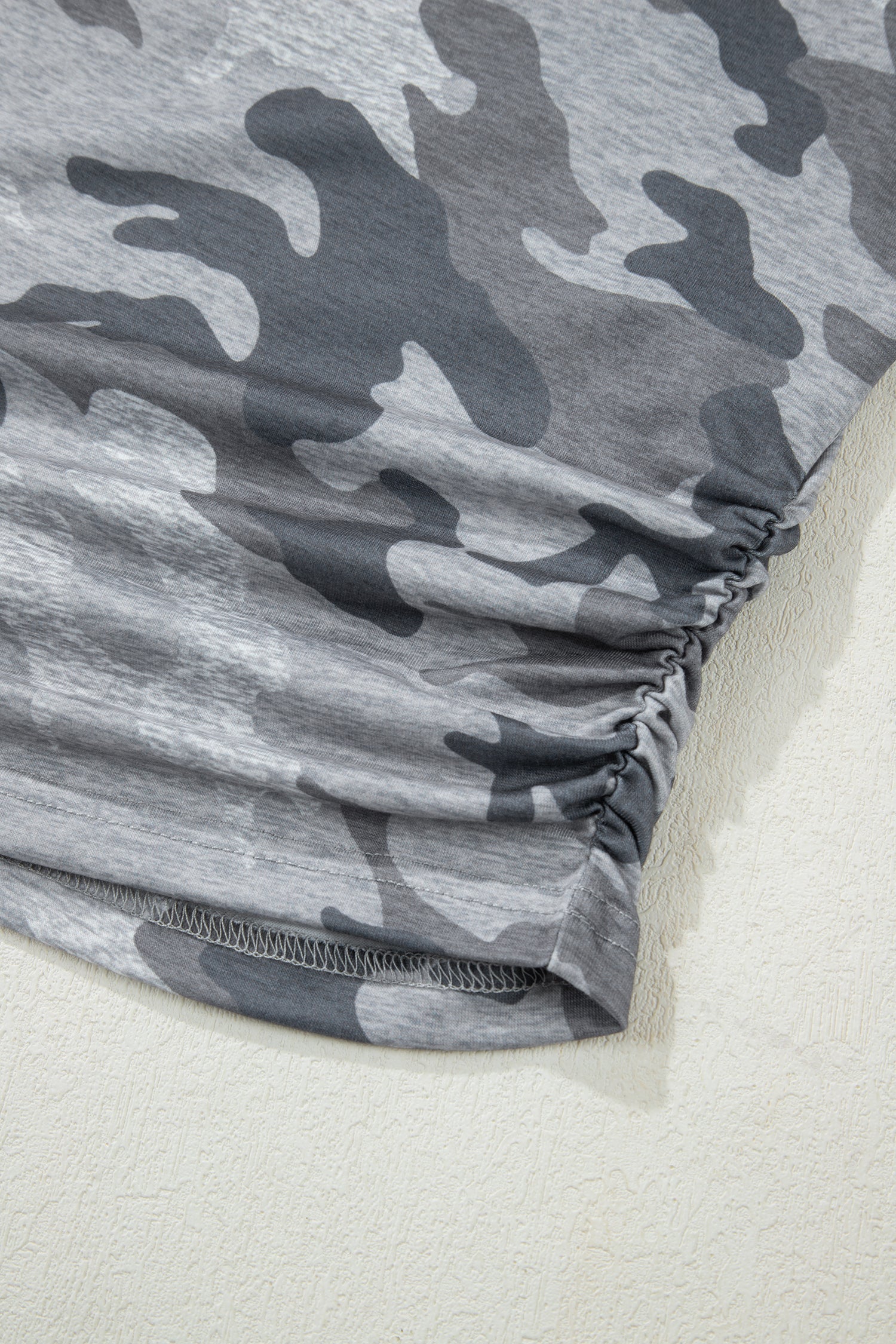 Everyday Print Gray Camouflage Round-Neck T Shirt