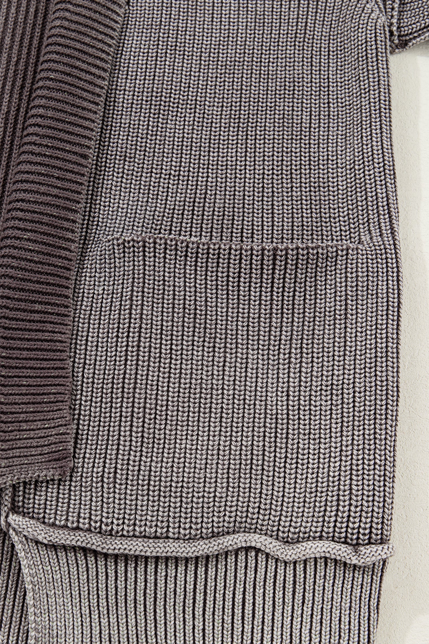 Mineral Seam Wash Exposed Patchwork Knit Open Cardigan Knit Top