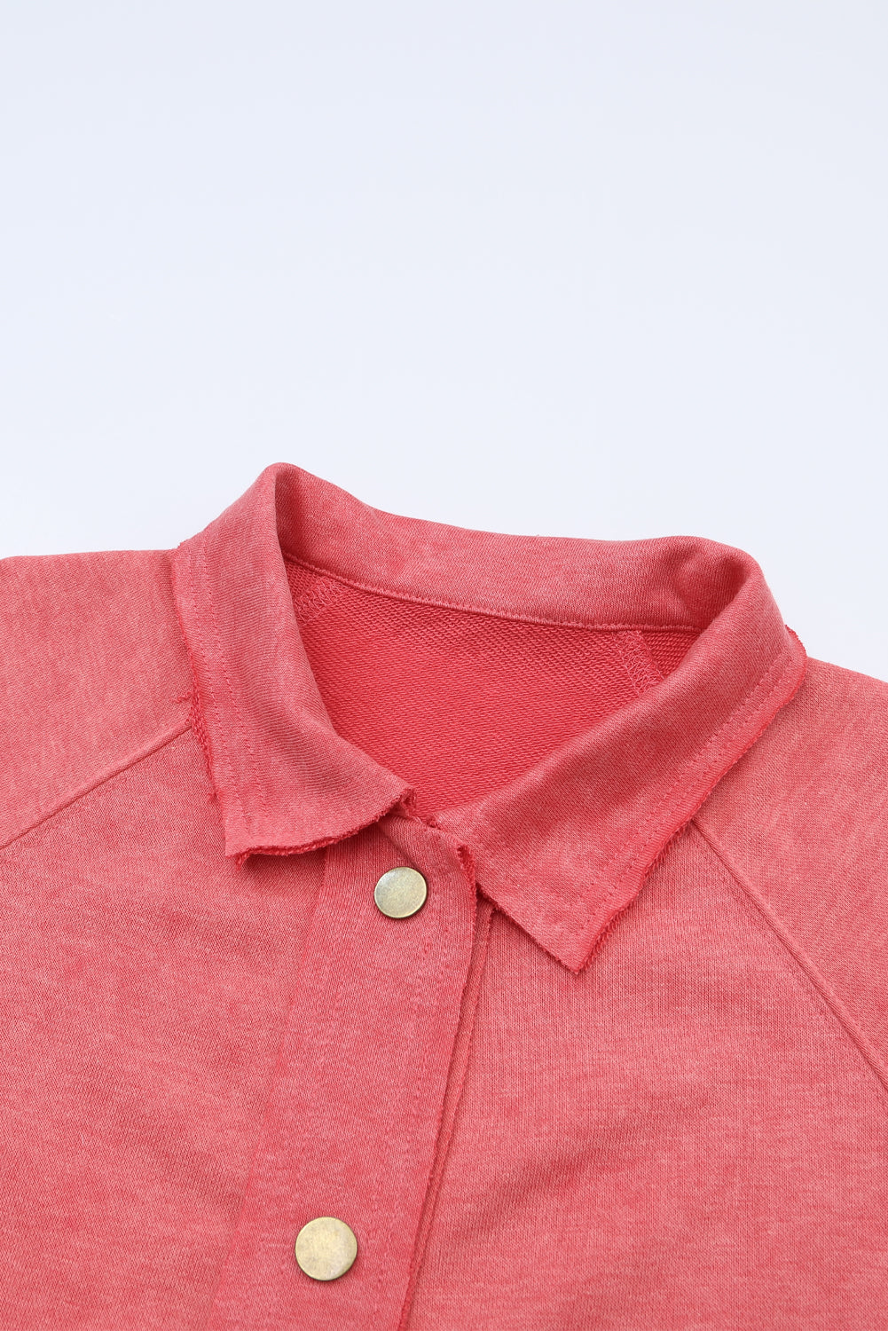 Women's Vintage Washed Flap Pocket Button Red Shacket