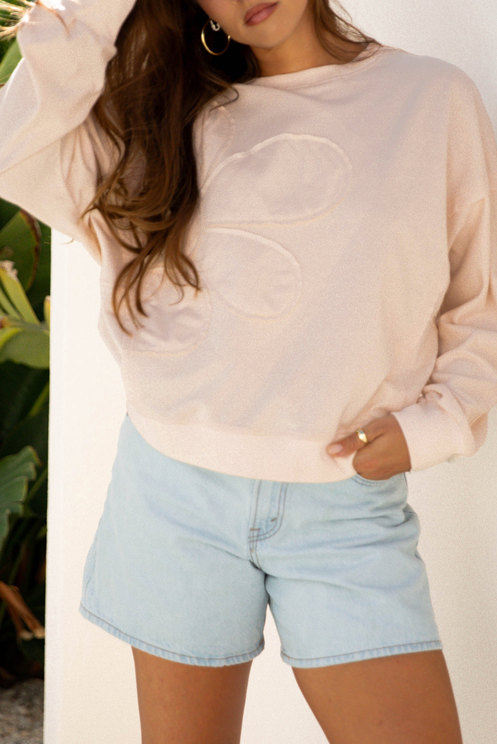 Edge Flower Raw Flower Patch Drop-Shoulder Everyday Top