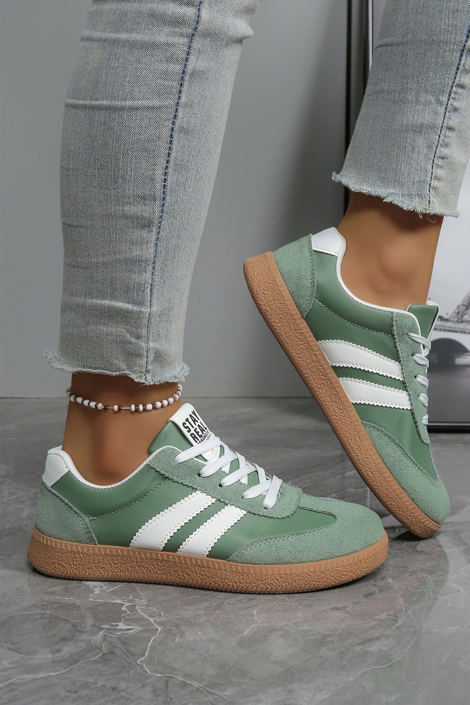 Patchwork Varsity Colorblock PU Leather Lace Up Shoes