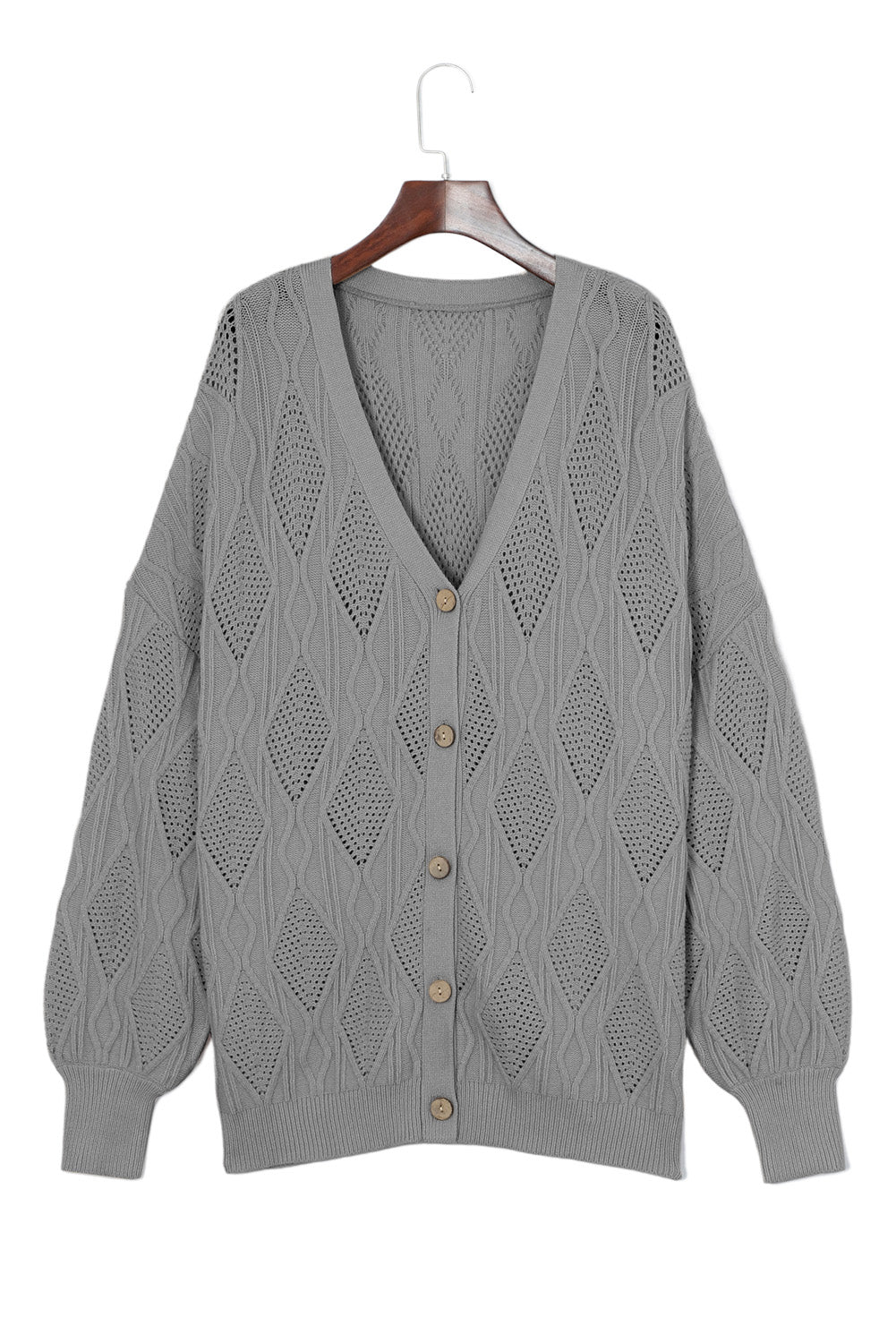 Cardigan Boutonné Creux en Tricot de Grande Taille