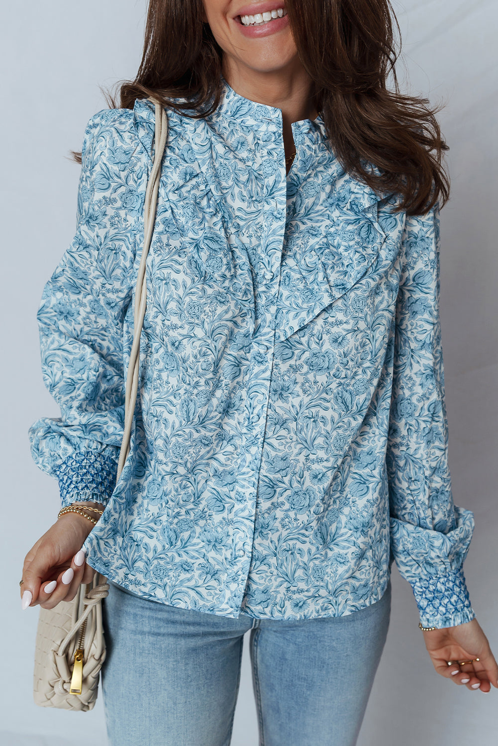 Floral All Over Puff Sleeve Shirt