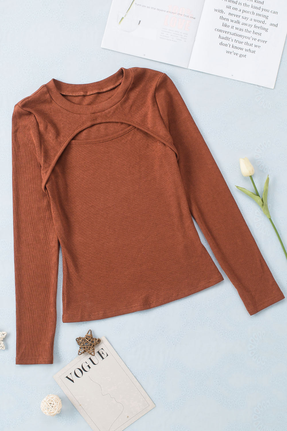Women's Long-Sleeve Peekaboo Cutout Top