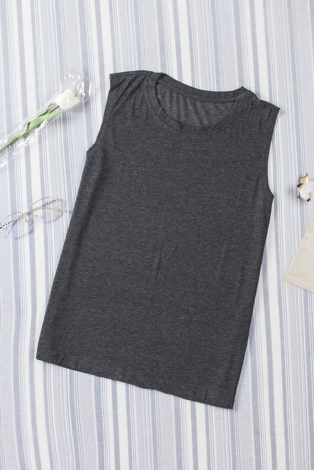 Tank Top for Women Loose Solid Crew Neck