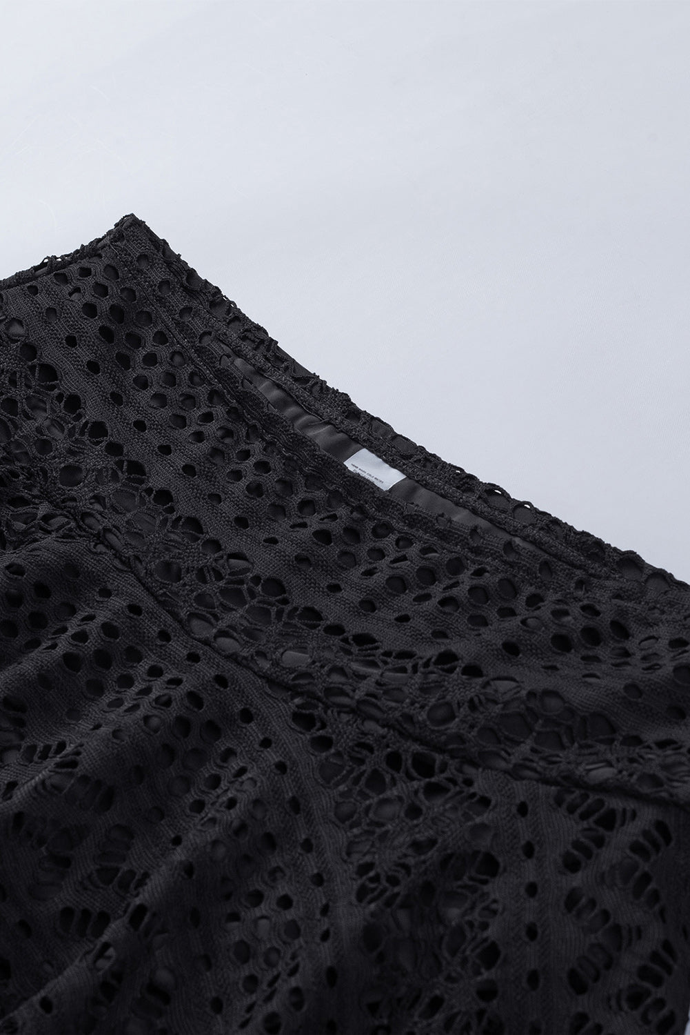 Lace Solid Crochet Skirted Bikini Bottom in Black