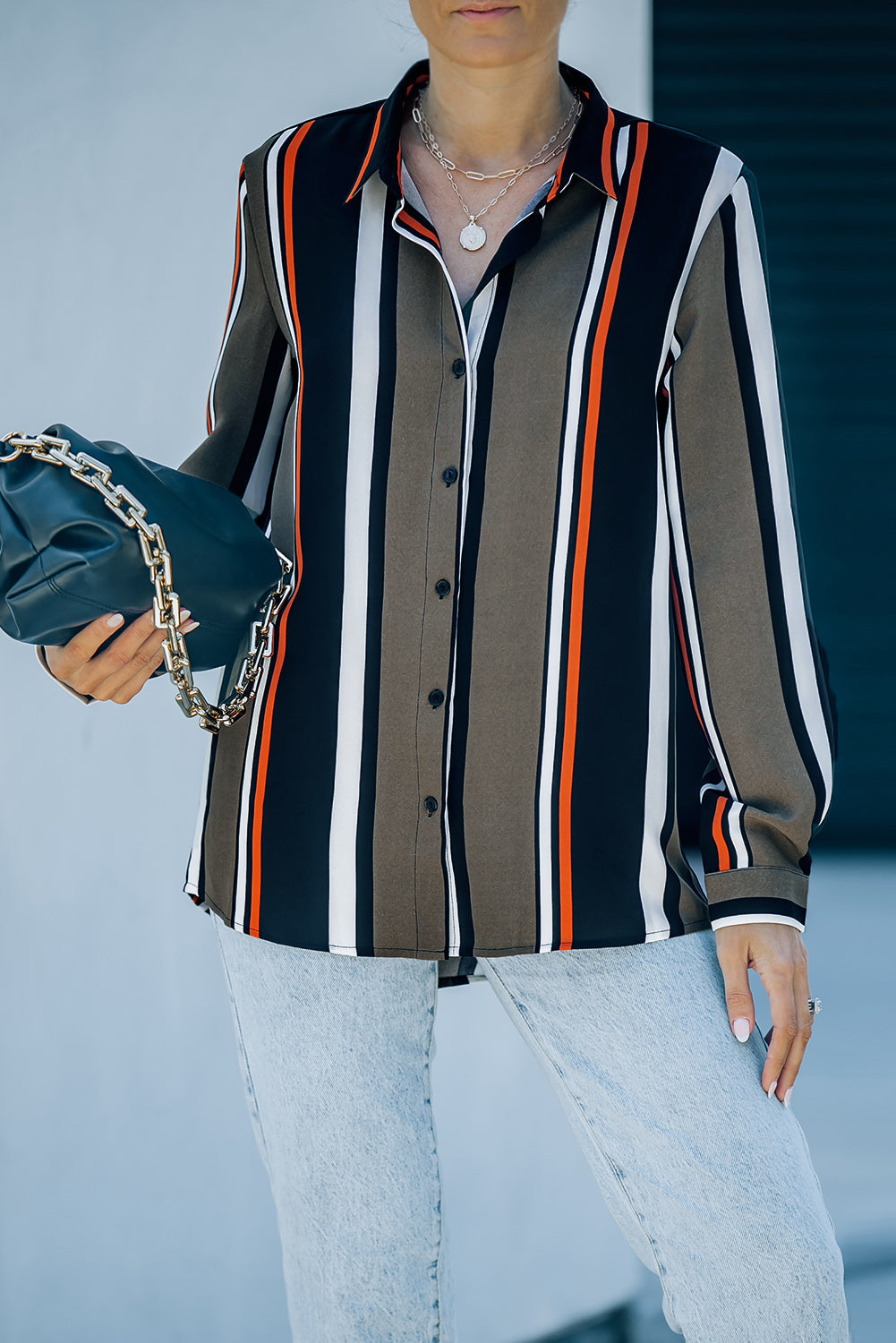 Shirt for Women Contemporary Women Brown Striped
