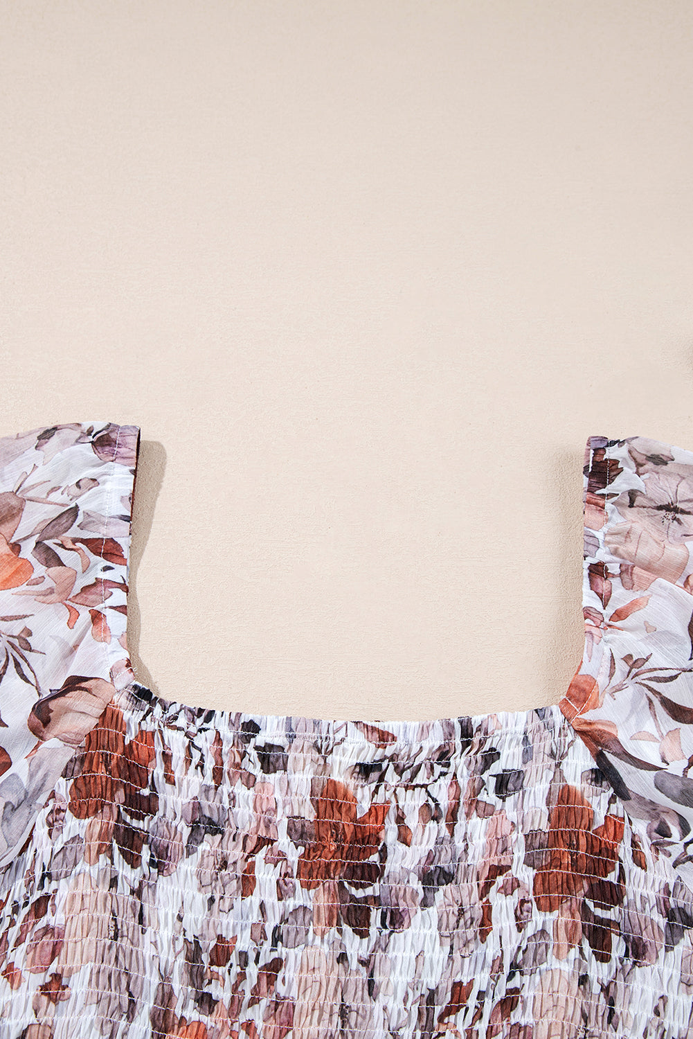 Sweetheart Neck Floral-Print Neck Long-Sleeved High-Waisted Mini Dress