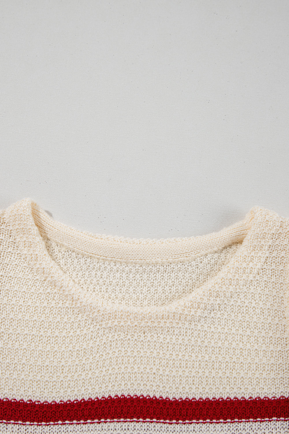 Red Stripe Textured Knit Ribbed Hem Sweater Tank Top