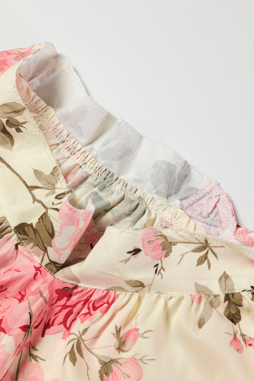 Women's V Neck Floral-Print Print Lantern Sleeve Blouse