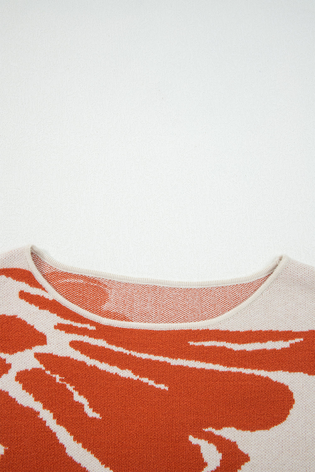 Bold Wide Flower Pattern Sleeve Baggy Knit Top