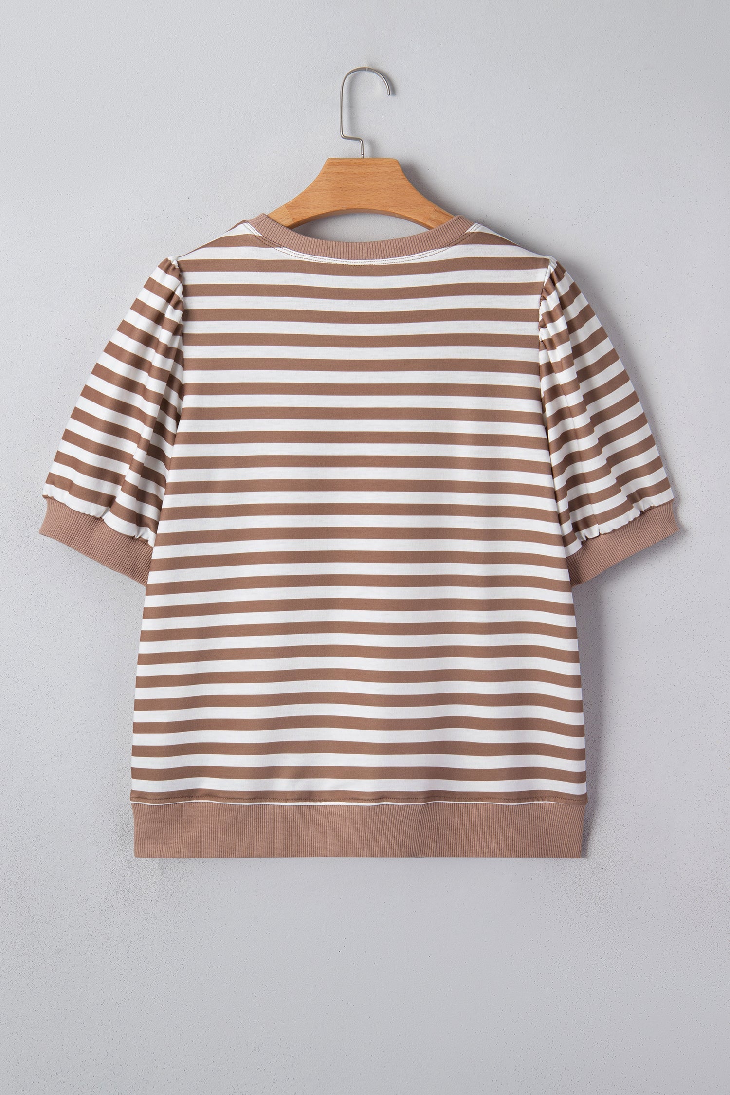 Bubble Stripe Short Sleeve T Shirt in Khaki