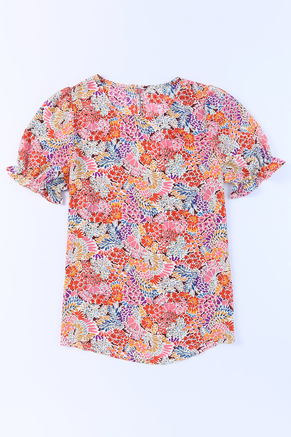 Blouse for Women Pattern Bubble Sleeve Mix Floral-Print