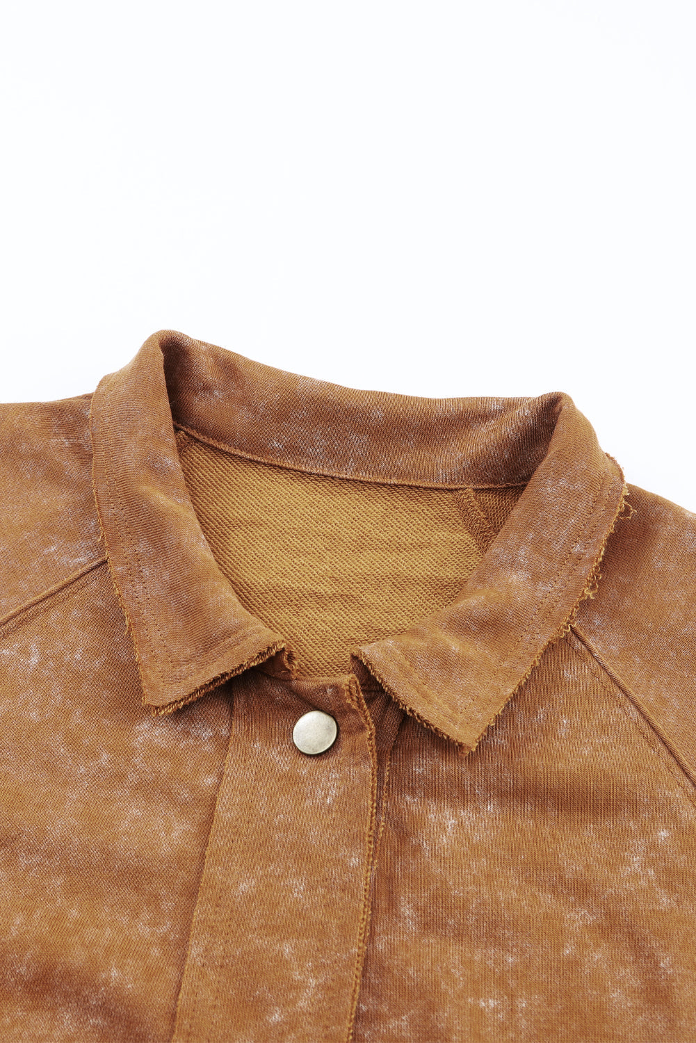 Shacket for Women Flap Pocket Button Khaki Vintage Washed