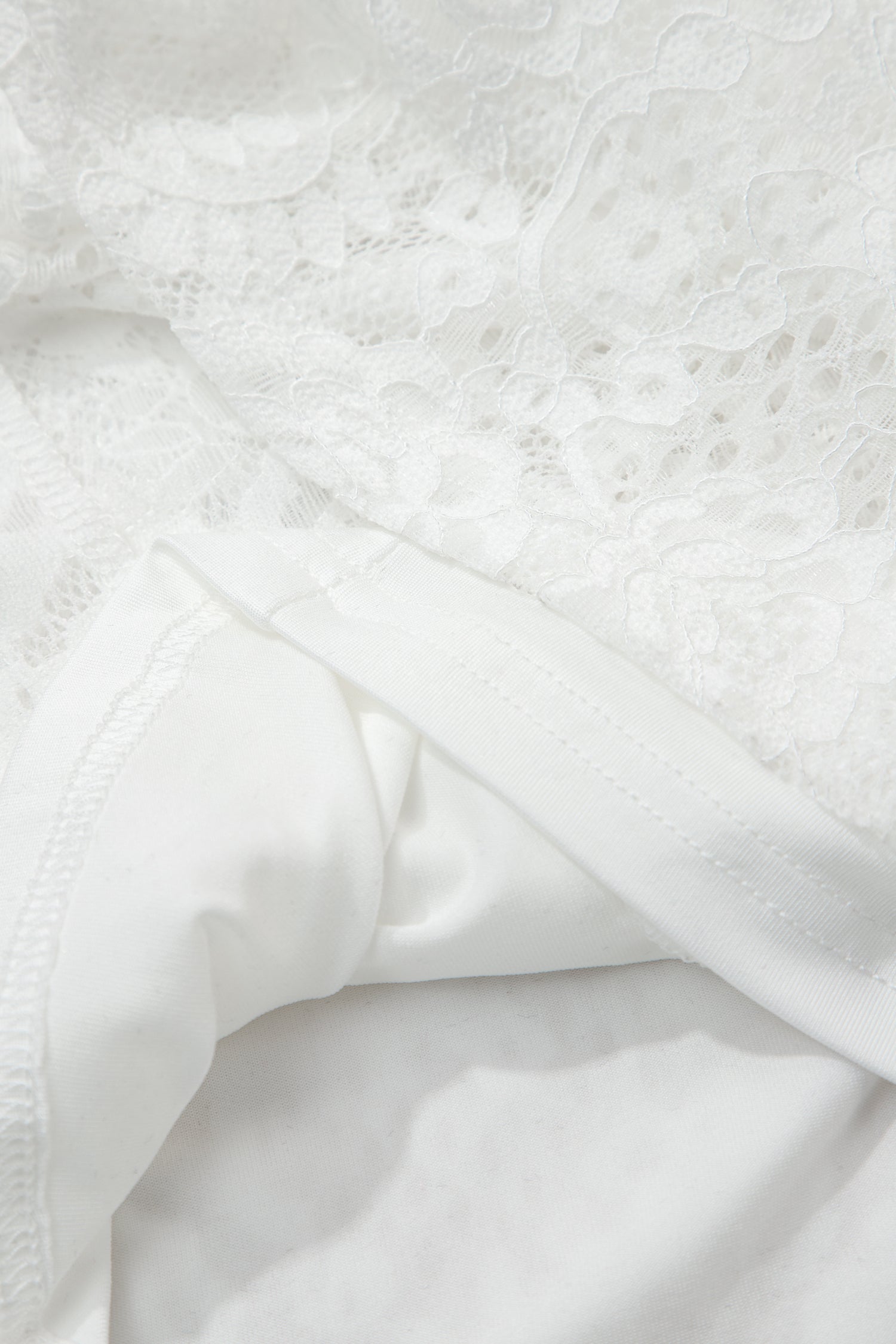 Polished Spaghetti White Tie Straps Floral Lace Overlay Long Dress