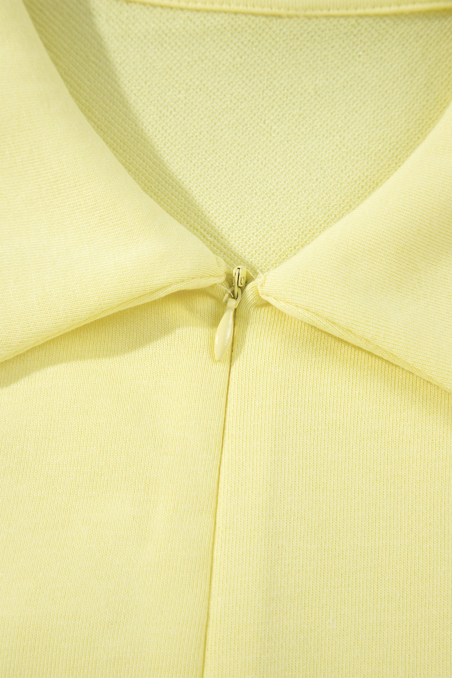Cream Polo Half Zip Tee Elastic Waist Romper in Yellow