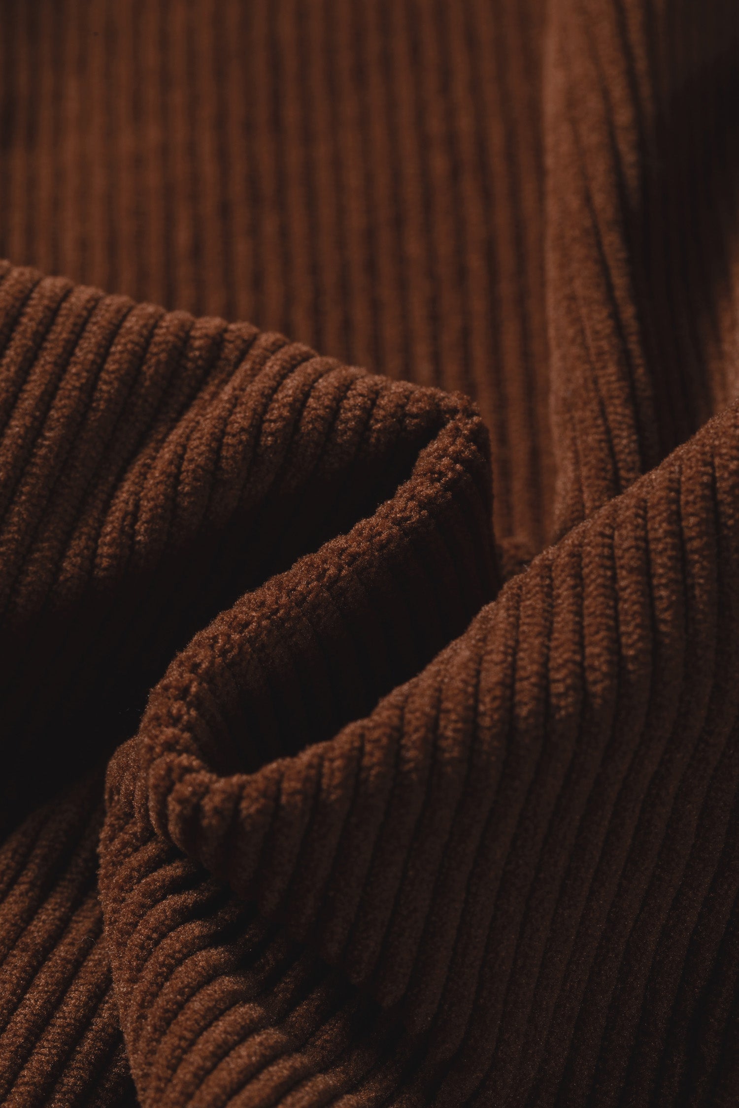 Long-Sleeved Coffee Solid Button Corduroy Shakcet